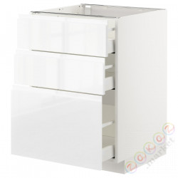 ⭐METOD / MAXIMERA⭐Напольный шкаф с 3 ящики, белый/Блеск Voxtorp/белый, 60x60 cm⭐ИКЕА-19255020