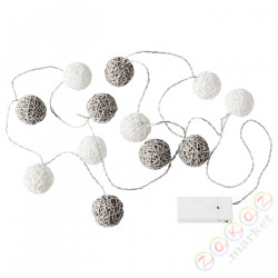 ⭐LIVSAR⭐Светодиодная гирлянда, 12 лампы, для интерьера/серо-белый на батарейках⭐ИКЕА-50421357