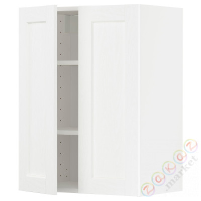 ⭐METOD⭐Навесной шкаф с полками/2 дверь, белый Enköping/белый имитация дерева, 60x80 cm⭐ИКЕА-29473485
