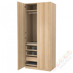 ⭐PAX / FORSAND⭐Комбинация шкафов, под беленый дуб/под беленый дуб, 100x60x236 cm⭐ИКЕА-59324941