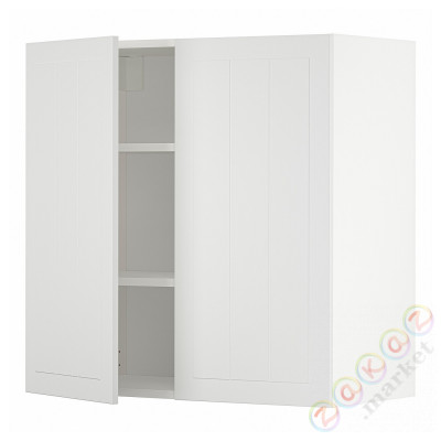 ⭐METOD⭐Навесной шкаф с полками/2 дверь, белый/Stensund белый, 80x80 cm⭐ИКЕА-99466504