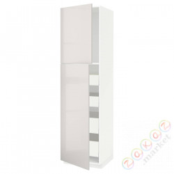 ⭐METOD / MAXIMERA⭐Шкаф, высота 2дверь/4лопата, белый/Ringhult светло-серый, 60x60x220 cm⭐ИКЕА-19469422