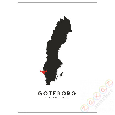 ⭐BILD⭐Плакат, сердце, Göteborg, 50x70 cm⭐ИКЕА-50526608