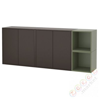 ⭐EKET⭐Комбинация навесных шкафов, темно-серый/серо-зеленый, 175x35x70 cm⭐ИКЕА-19521665