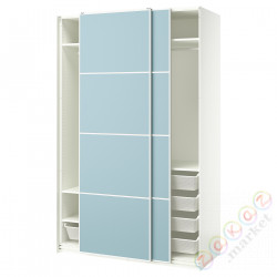 ⭐PAX / MEHAMN⭐Шкаф с раздвижными дверьми дверь, белый/2str светло-синий, 150x66x236 cm⭐ИКЕА-69551693