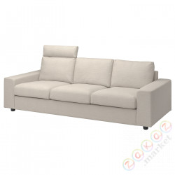 ⭐VIMLE⭐Чехол на диван3 человекowej, с подголовником сширокийmi связаныokietnikami/Gunnared бежевый⭐ИКЕА-69425020