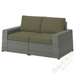 ⭐SOLLERON⭐2-пассажирский модульный диван, снаружи, темно-серый/Frösön/Duvholmen темно-бежевыйowo-зеленый, 161x82x88 cm⭐ИКЕА-69413710