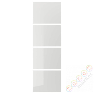 ⭐HOKKSUND⭐4 панели для каркаса Drzв и скольжение, блеск светло-серый, 75x236 cm⭐ИКЕА-70382350