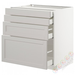 ⭐METOD / MAXIMERA⭐Бывший 4 пт/4шу, белый/Lerhyttan светло-серый, 80x60 cm⭐ИКЕА-09274415