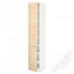 ⭐METOD⭐Высокий шкаф с полками/2Drz, белый/Askersund яркий узор ясеня, 40x60x220 cm⭐ИКЕА-59464272