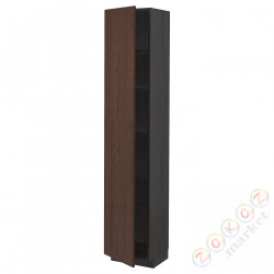 ⭐METOD⭐Высокий шкаф/полки, черный/Sinarp коричневый, 40x37x200 cm⭐ИКЕА-29466036