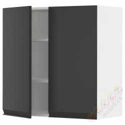 ⭐METOD⭐Навесной шкаф с полками/2 дверь, белый/Upplöv матантрацит, 80x80 cm⭐ИКЕА-39493360