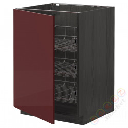 ⭐METOD⭐Гардероб с проволочной корзиной, черный калларп/темно-красно-коричневый блеск, 60x60 cm⭐ИКЕА-89463921