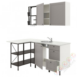 ⭐ENHET⭐Угловая кухня, антрацит/серая рамка⭐ИКЕА-59338226