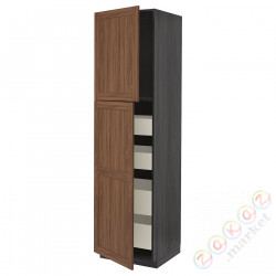 ⭐METOD / MAXIMERA⭐Шкаф, высота 2дверь/4лопата, черныйEnköping/коричневый орех, 60x60x220 cm⭐ИКЕА-69476444