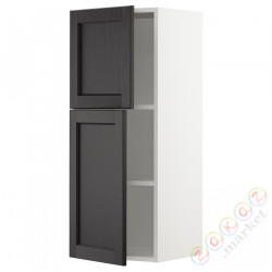 ⭐METOD⭐Навесной шкаф с полками/2 дверь, белый/Lerhyttan черный морилка, 40x100 cm⭐ИКЕА-99458194