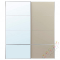 ⭐AULI / MEHAMN⭐Drzв и скольжение, алюминий зеркало/2str серо-бежевый, 200x236 cm⭐ИКЕА-29560581