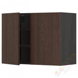 ⭐METOD⭐Навесной шкаф с полками/2 дверь, черный/Sinarp коричневый, 80x60 cm⭐ИКЕА-59466737