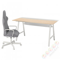 ⭐UTESPELARE⭐стол письменный gamingowe i cesło, имитация ясеня/Серый⭐ИКЕА-99537380