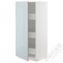 ⭐METOD / MAXIMERA⭐Высокий шкаф с ящики, белый/Kallarp jasnoсерый-синий, 60x60x140 cm⭐ИКЕА-39479477