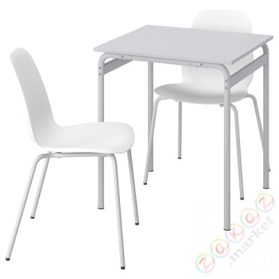 ⭐GRASALA / LIDAS⭐Таблица и 2 стулья, Серый/белый белый, 67 cm⭐ИКЕА-79497276