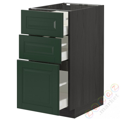 ⭐METOD / MAXIMERA⭐Напольный шкаф с 3 ящики, черный/Bodbyn темно-зеленый40x60 cm⭐ИКЕА-09314505