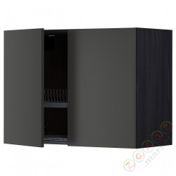 ⭐METOD⭐Навесной шкаф с крылом для сушки/2 дверь, черный/Nickebo матантрацит, 80x60 cm⭐ИКЕА-99497398