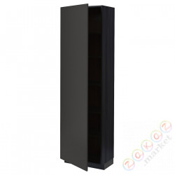 ⭐METOD⭐Высокий шкаф/полки, черный/Nickebo матантрацит, 60x37x200 cm⭐ИКЕА-49499031