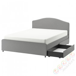 ⭐HAUGA⭐Мягкая кровать, 2 быстрое питание, Виссле серый, 160x200 cm⭐ИКЕА-69336651