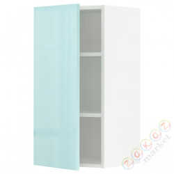 ⭐METOD⭐Навесной шкаф с полками, белый Järsta/блеск светло-бирюзовый, 40x80 cm⭐ИКЕА-29460794
