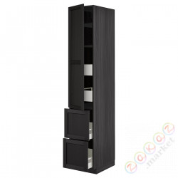 ⭐METOD / MAXIMERA⭐H пополам/4 шу/Drz/2 fr, черный/Lerhyttan черный морилка, 40x60x220 cm⭐ИКЕА-69356088