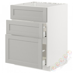 ⭐METOD / MAXIMERA⭐Постоянный шкаф/капюшон zint. с ящиками, белый/Lerhyttan светло-серый, 60x60 cm⭐ИКЕА-69477622