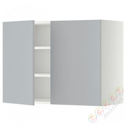 ⭐METOD⭐Навесной шкаф с полками/2 дверь, белый/Veddinge Серый, 80x60 cm⭐ИКЕА-89456181