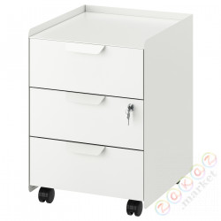 ⭐TROTTEN⭐Комод на колесиках, 3 ящики, белый⭐ИКЕА-80485098