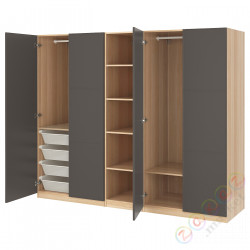 ⭐PAX / MERAKER⭐Гардероб, подражаниеacja дуб bejcowанеgo na biało/темно-серый, 250x60x201 cm⭐ИКЕА-79251811