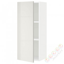 ⭐METOD⭐Навесной шкаф с полками, белый/Ringhult светло-серый, 40x100 cm⭐ИКЕА-39460699