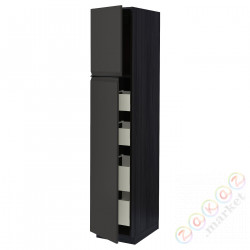 ⭐METOD / MAXIMERA⭐Шкаф, высота 2дверь/4лопата, черный/Upplöv матантрацит, 40x60x200 cm⭐ИКЕА-69495555