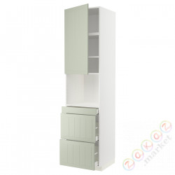 ⭐METOD / MAXIMERA⭐Обувь для микрокомбо дверь/3шу, белый/Stensund светло-зеленый, 60x60x240 cm⭐ИКЕА-69487273