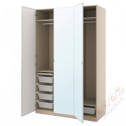 ⭐PAX / AHEIM⭐Комбинация шкафов, серо-бежевый/зеркало, 150x60x236 cm⭐ИКЕА-09562251