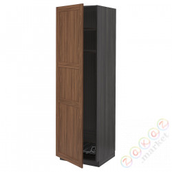 ⭐METOD⭐Высокий шкаф, полки/докторuciany, черныйEnköping/коричневый орех, 60x60x200 cm⭐ИКЕА-99476391