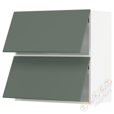 ⭐METOD⭐Горизонтальный шкаф 2 Drzв и открытое касание, белый/Bodarp серо-зеленый, 80x80 cm⭐ИКЕА-49394519