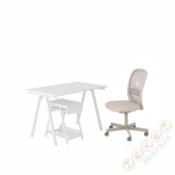 ⭐TROTTEN / FLINTAN⭐Комбинация офисыko/Тишеfka, i cesło obrotowe белый/бежевый⭐ИКЕА-59424945