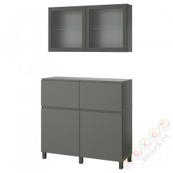 ⭐BESTA⭐Комбинация стойки с дверь/ящики, темно-серый Västerviken/Sindvik темно-серый, 120x42x213 cm⭐ИКЕА-59508129