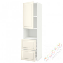 ⭐METOD / MAXIMERA⭐В шкафу для микрофона дверь/2 ящики, белый/Bodbyn сливочный, 60x60x220 cm⭐ИКЕА-19468413