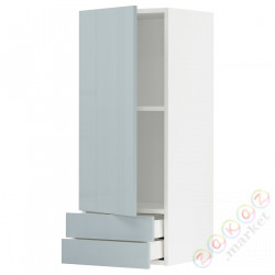 ⭐METOD / MAXIMERA⭐Навесной шкаф, дверь/2 ящики, белый/Kallarp jasnoсерый-синий, 40x100 cm⭐ИКЕА-99479337