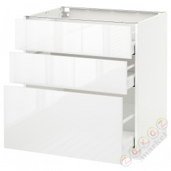 ⭐METOD / MAXIMERA⭐Напольный шкаф с 3 ящики, белый/Рингхульт белый, 80x60 cm⭐ИКЕА-39049703