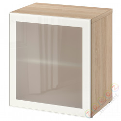 ⭐BESTA⭐Сайт, подражаниеacja дуб bejcowанеgo na biało/Glassvik белый/матовое стекло, 60x42x64 cm⭐ИКЕА-19047823