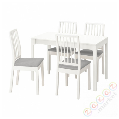 ⭐EKEDALEN / EKEDALEN⭐Таблица и 4 стулья, белый белый/Orrsta светло-серый, 80/120 cm⭐ИКЕА-99482962