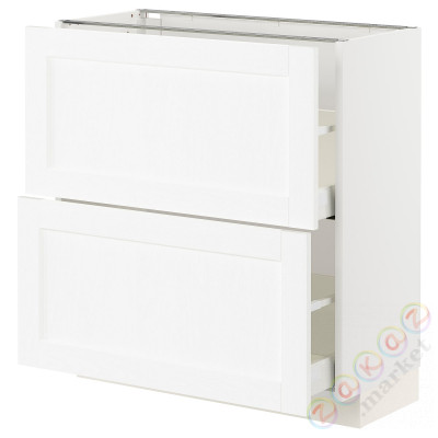 ⭐METOD / MAXIMERA⭐Напольный шкаф с 2 ящики, белый Enköping/белый имитация дерева, 80x37 cm⭐ИКЕА-99473439