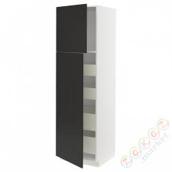 ⭐METOD / MAXIMERA⭐Шкаф, высота 2дверь/4лопата, белый/Nickebo матантрацит, 60x60x200 cm⭐ИКЕА-29498481